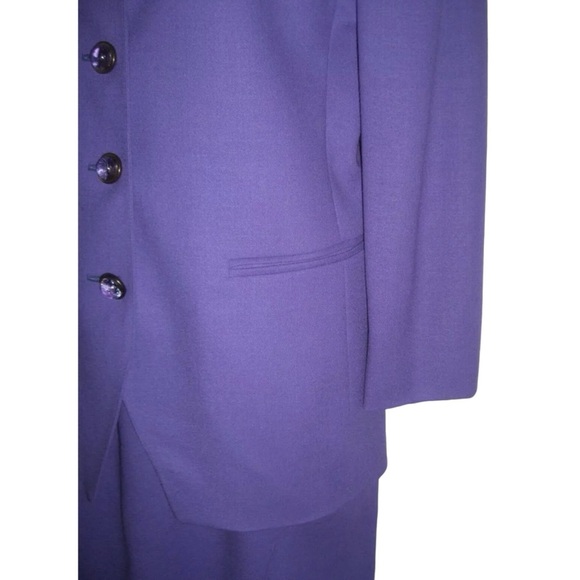 Vintage 80s Benard Holtzman Harve Benard Suit Purple Wool Business Work Witchy - Picture 6 of 11